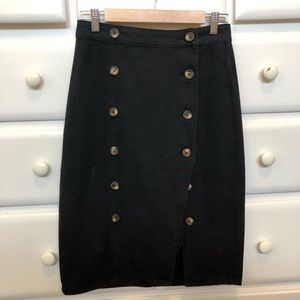 Mustard seed black buttonup midi skirt from roolee